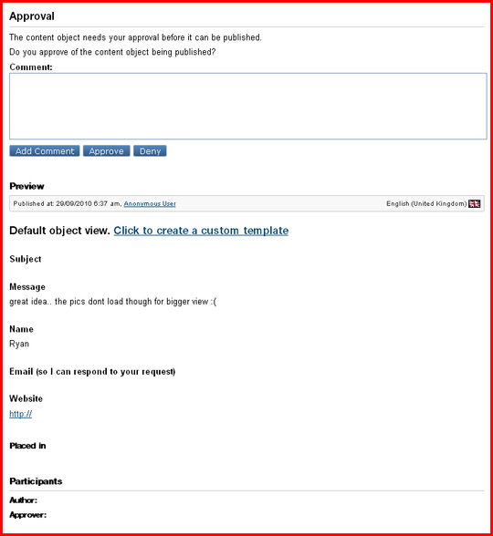 Approval collaboration interface - eZ Publish Workflows