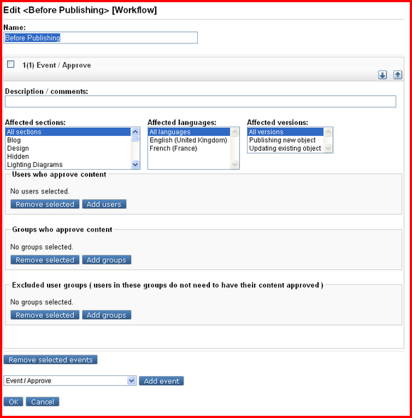 Setting up an eZ Publish workflow event - step 4
